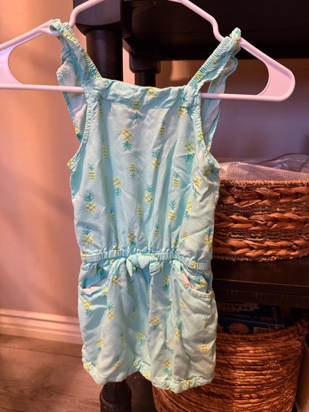 Girls Pineapple Print Aqua Romper